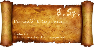 Buncsák Szilvia névjegykártya